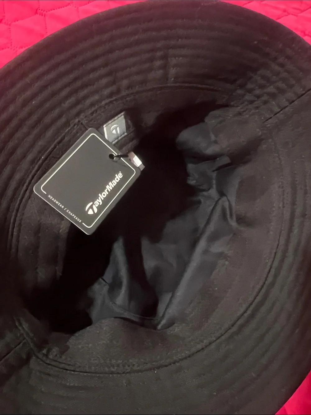 TaylorMade Unisex Black Bucket Hat with White Stripe